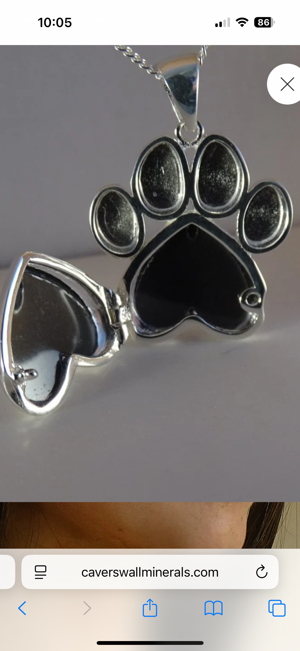 Sterling silver paw locket ashes with photo space pet memorial keepsake gift