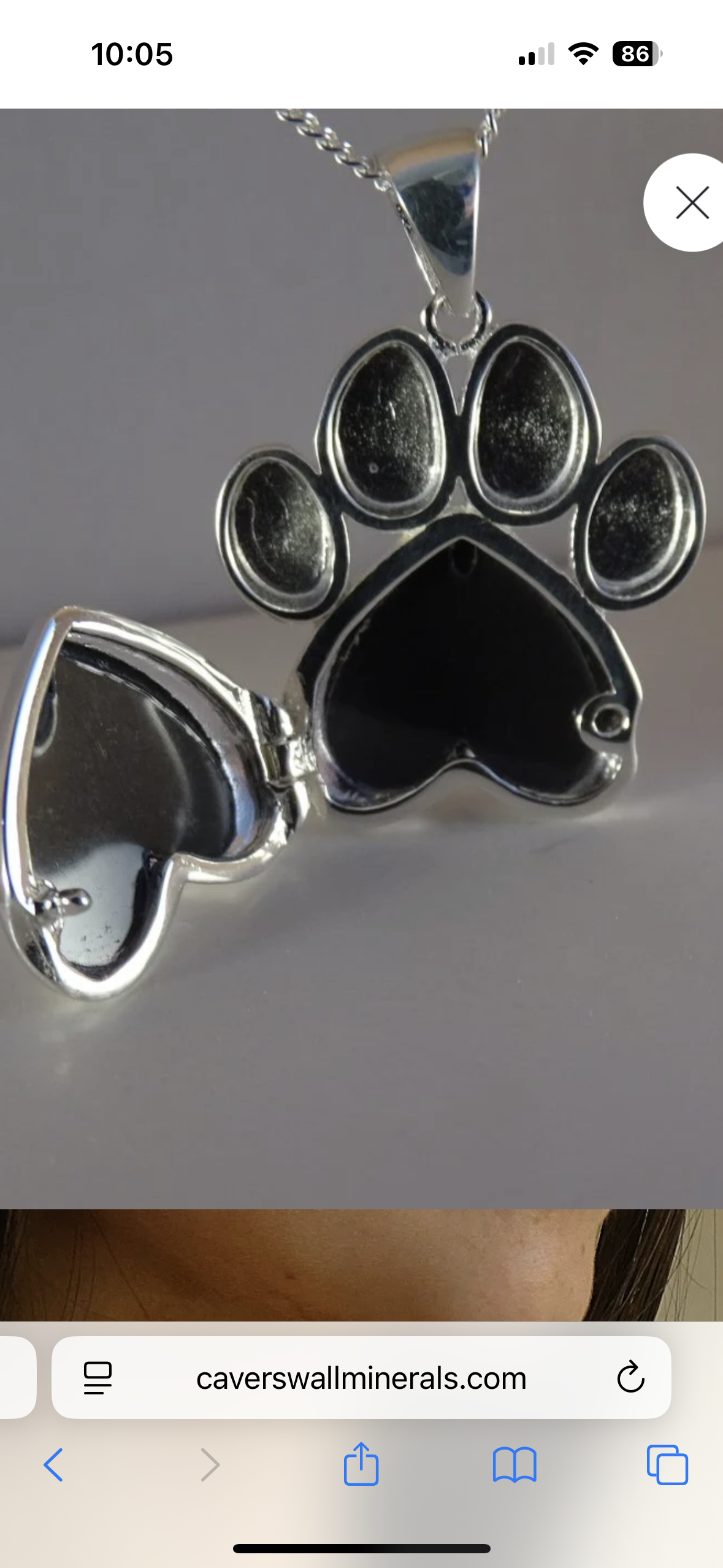 Sterling silver paw locket ashes with photo space pet memorial keepsake gift