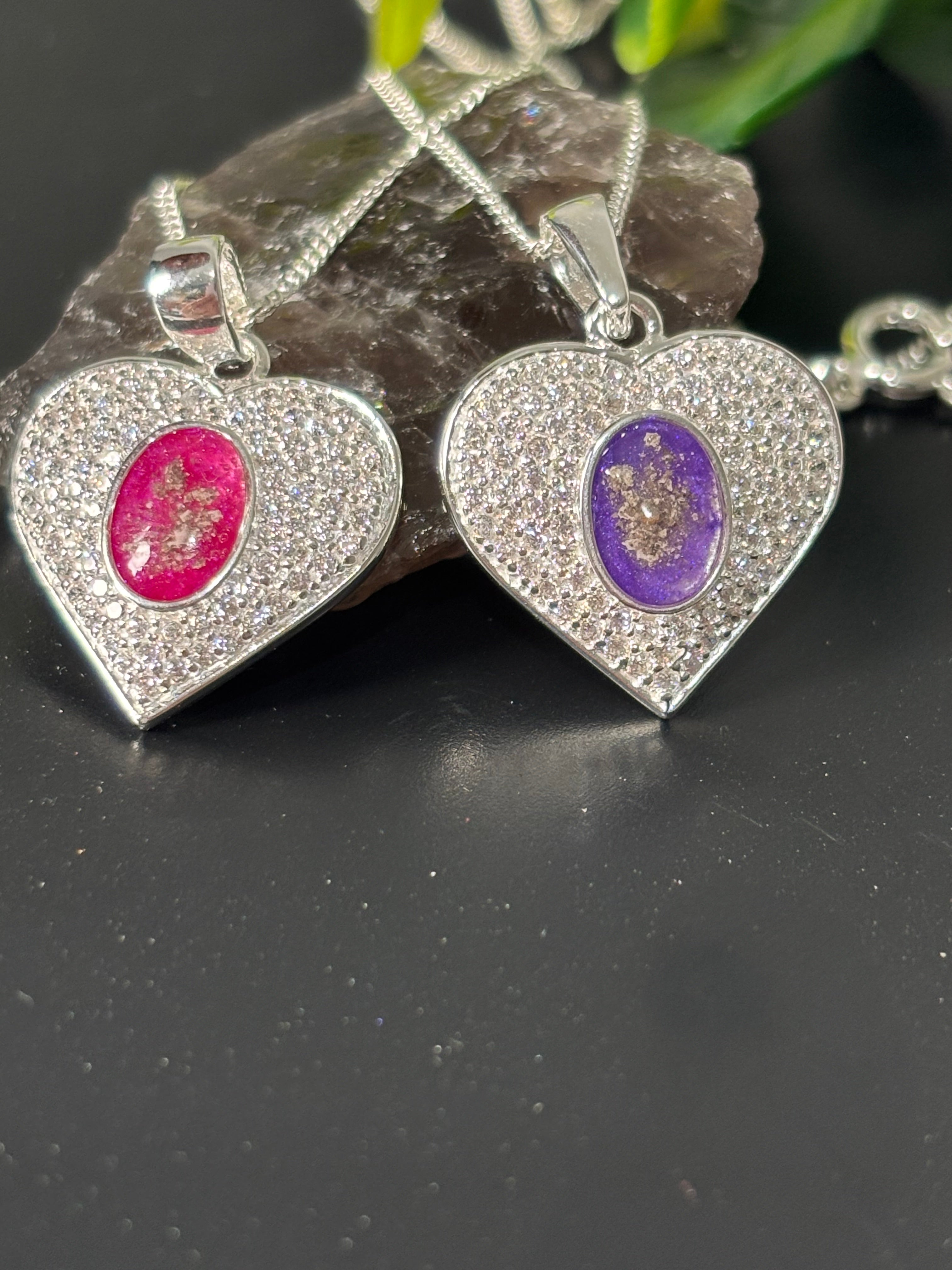 Beautiful heart with cz stones ashes hair memorial keepsake gift