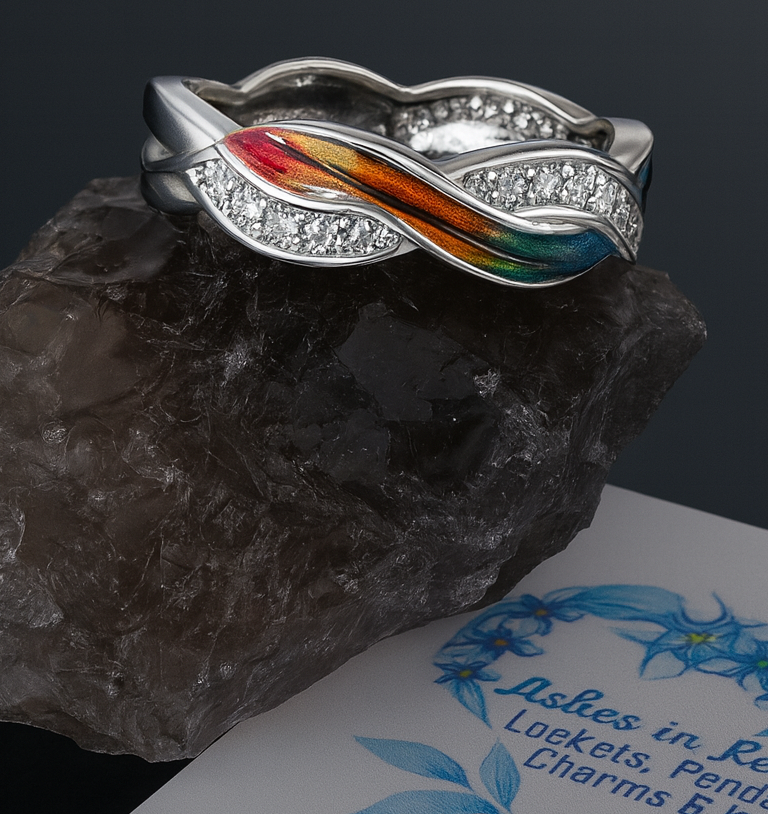 Sterling silver Memorial entwined ring with cz stones ashes / hair breastmilk