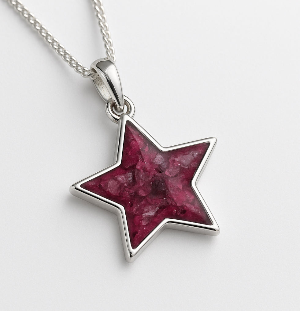 Sterling silver star pendant ashes hair breastmilk keepsake gift