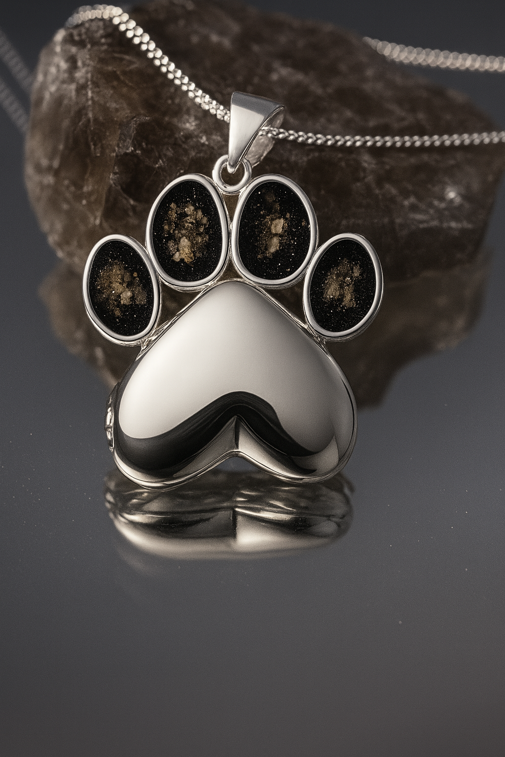 Sterling silver paw locket ashes with photo space pet memorial keepsake gift
