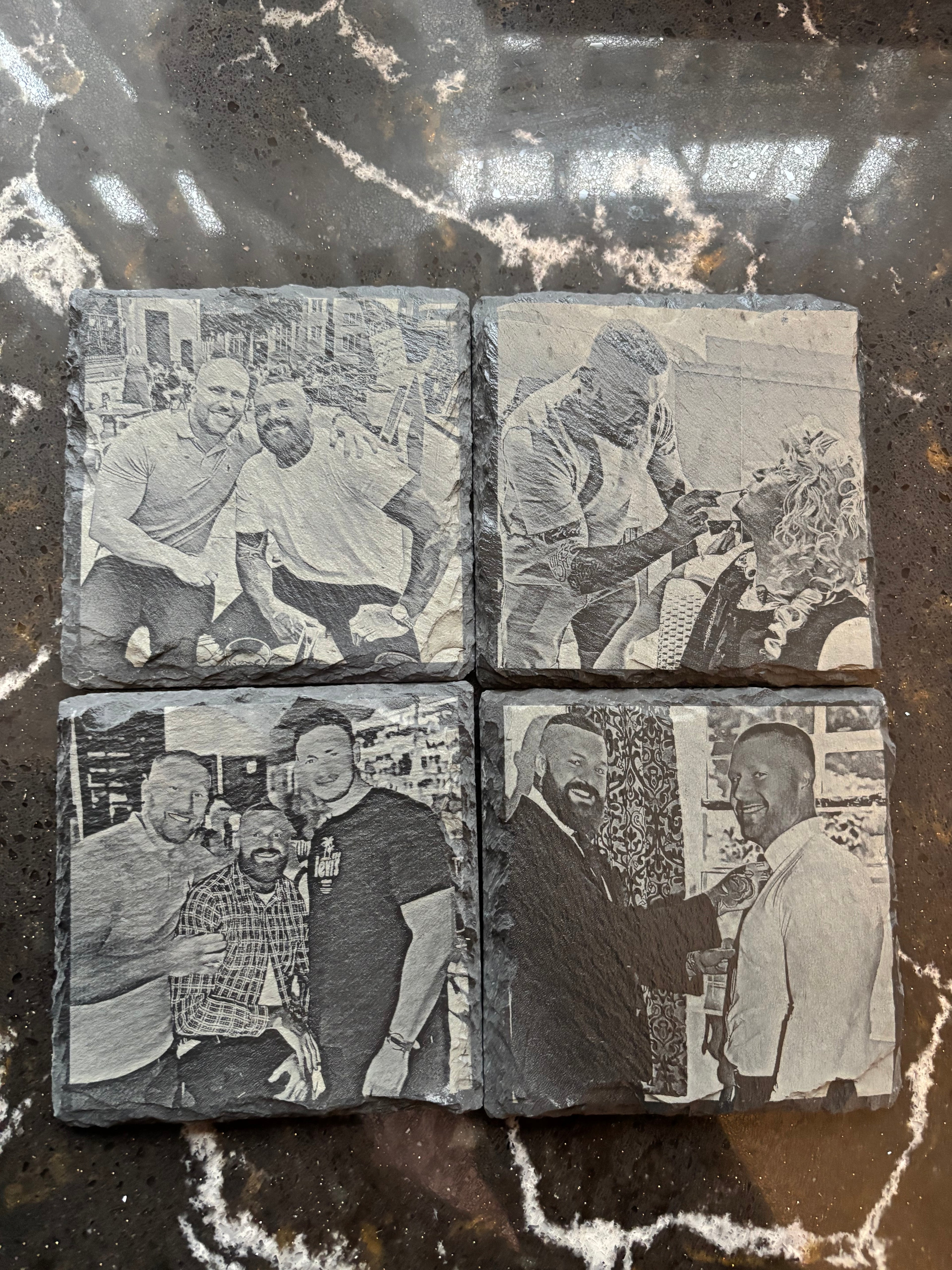 Personalised photo slate coasters set of 4 any image text gift keepsakes