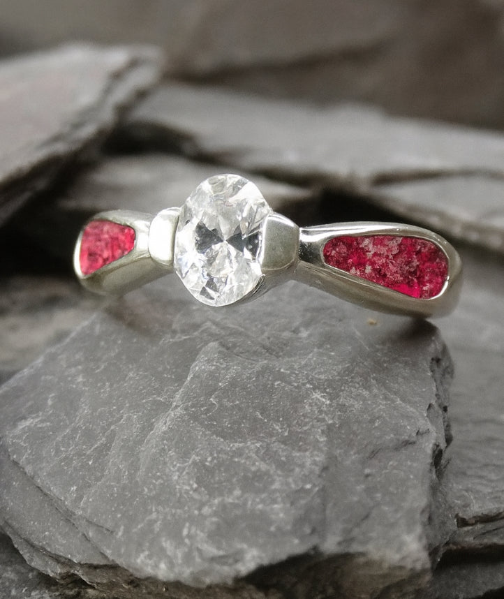 Sterling Silver Ashes Ring with Crystal Centre – Handmade Memorial Keepsake ashes hair breastmilk