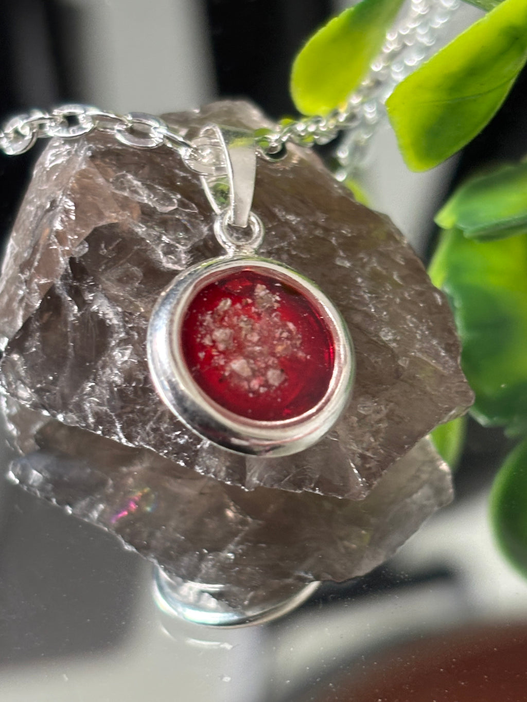 Sterling silver flat back pendant 10mm memorial ashes hair breastmilk