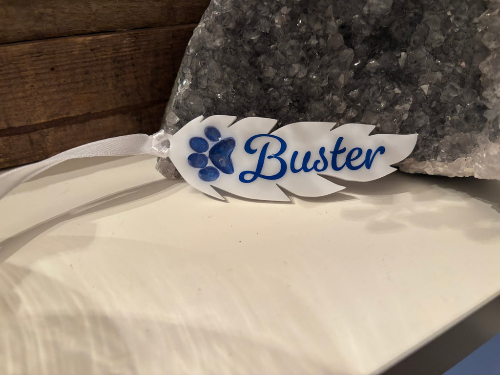 Acrylic Memorial Feathers Hanging Decoration Bereavement Grief Loss Personalised Keepsake ashes gift