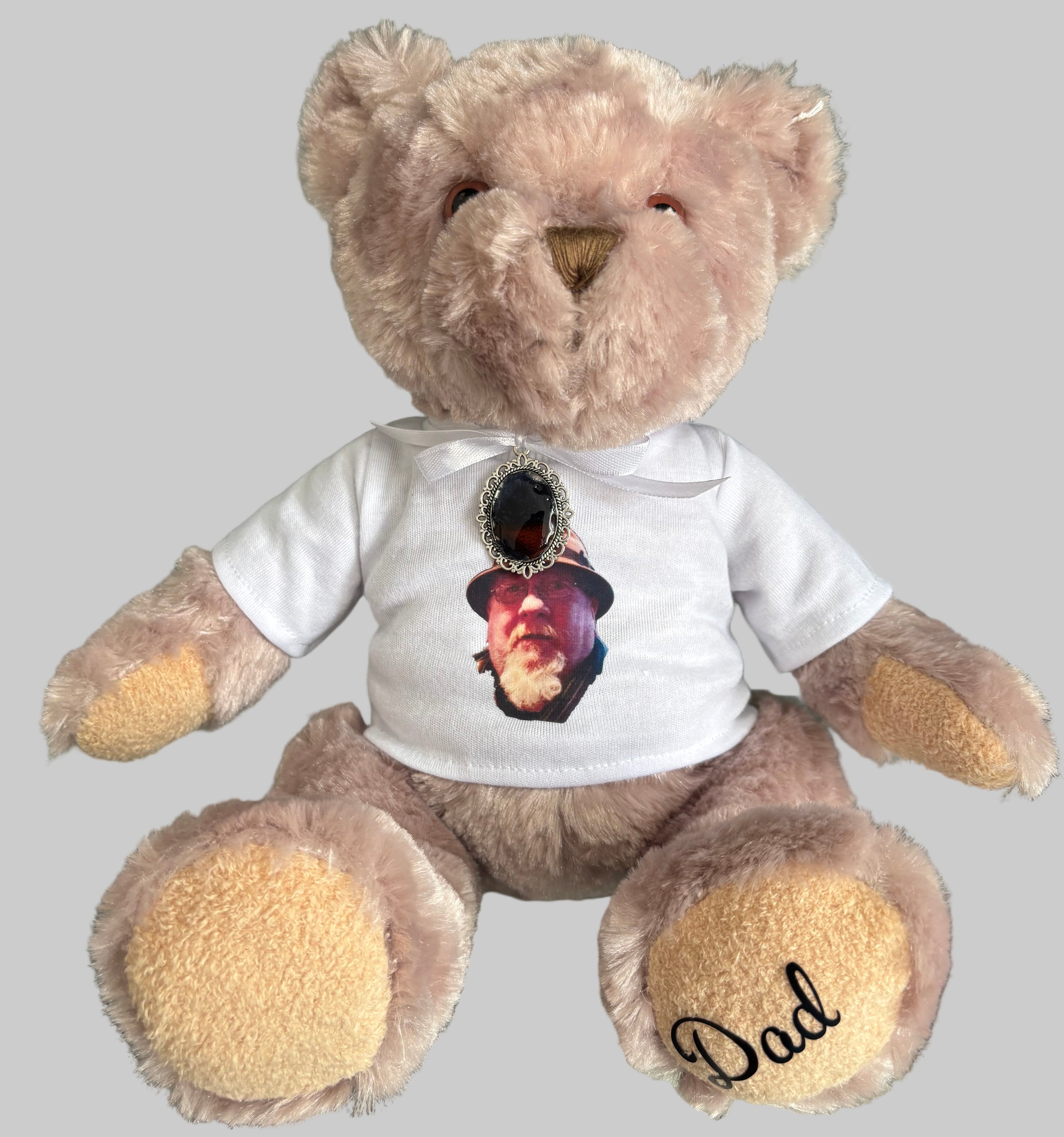 Personalised photo recording bear can add ashes / hair birthday memorial gift keepsake