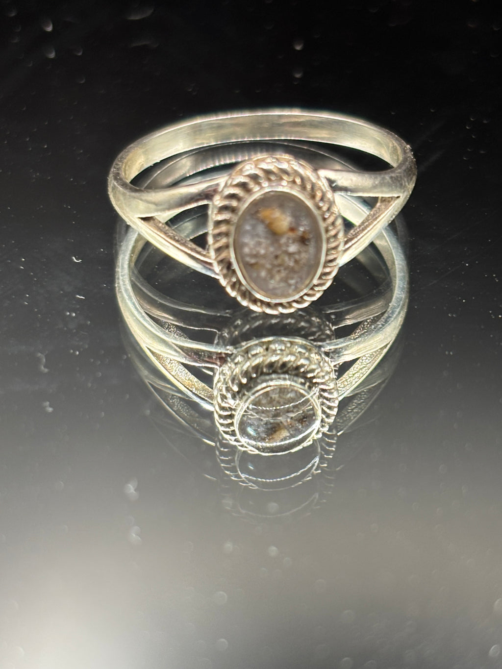 Sterling silver rope ring ashes hair breastmilk memorial keepsake