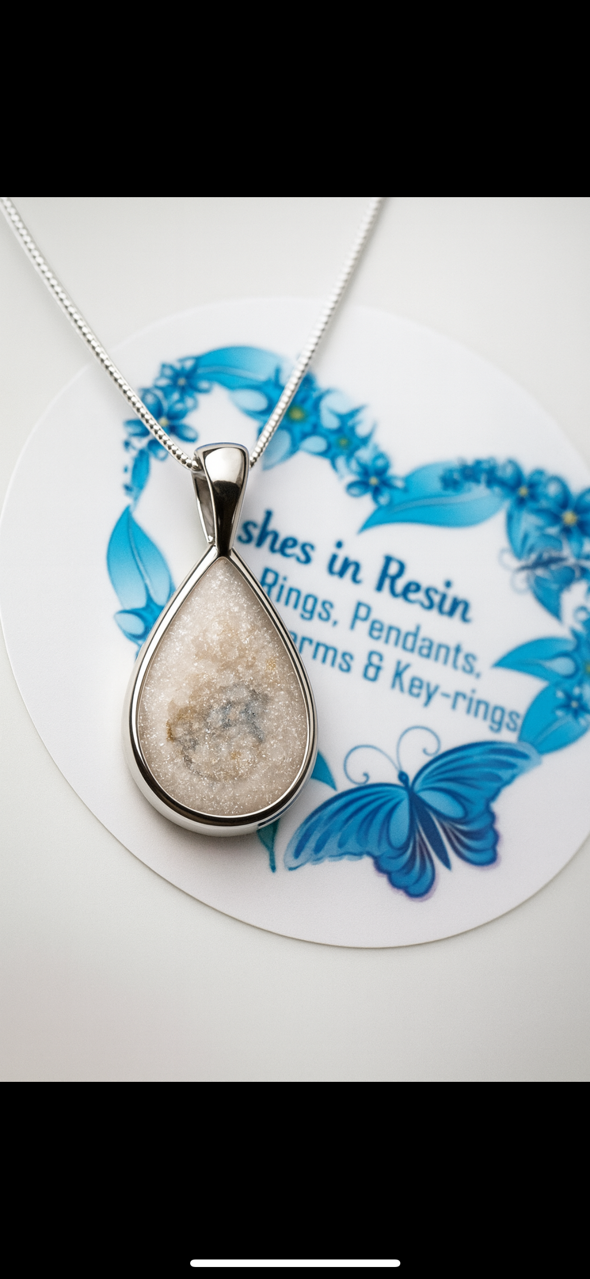 Beautiful pear shaped sterling silver pendant ashes / hair breastmilk keepsake gift