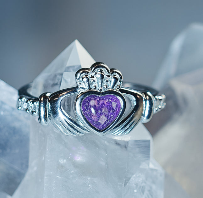 Sterling silver claddagh ring memorial ashes hair breastmilk keepsake gift