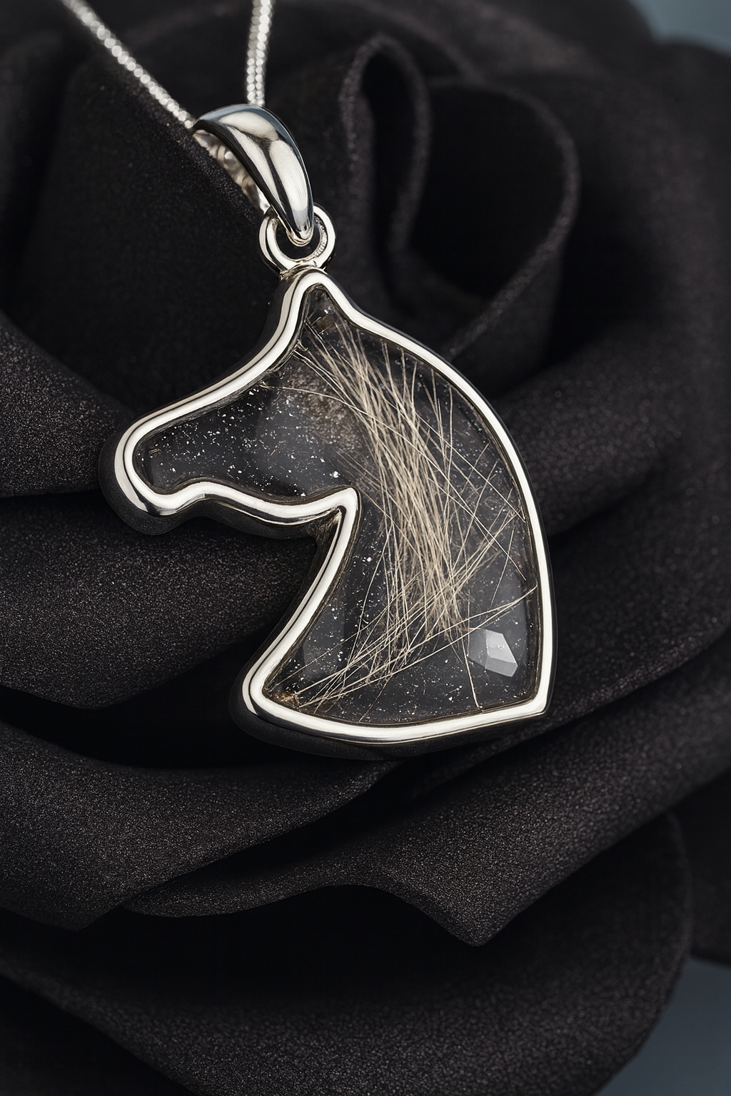 Custom Horse Hair Keepsake Pendant – Handcrafted Horse Head Necklace memorial gift ashes or hair breastmilk keepsake.
