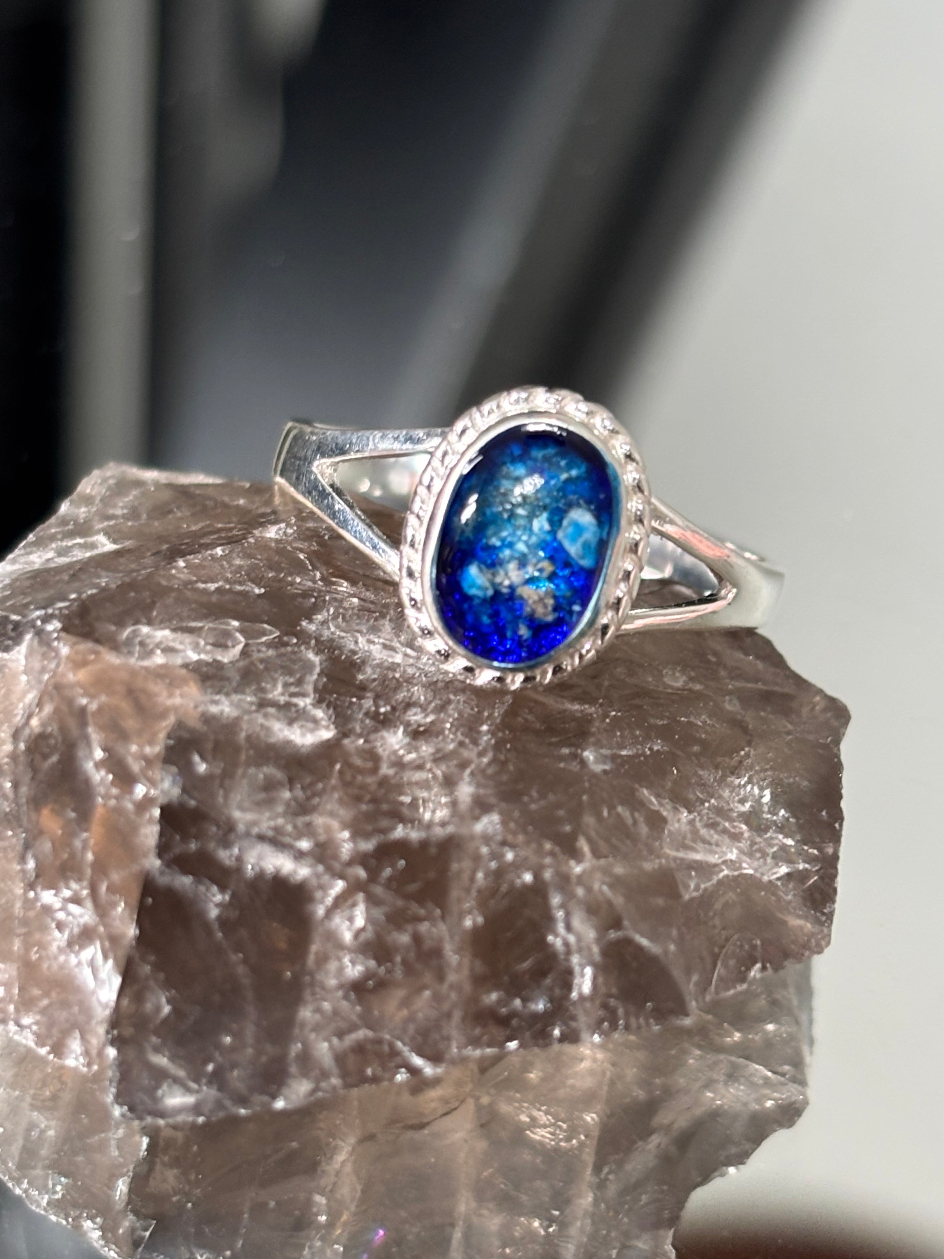 Sterling silver rope ring ashes hair breastmilk memorial keepsake