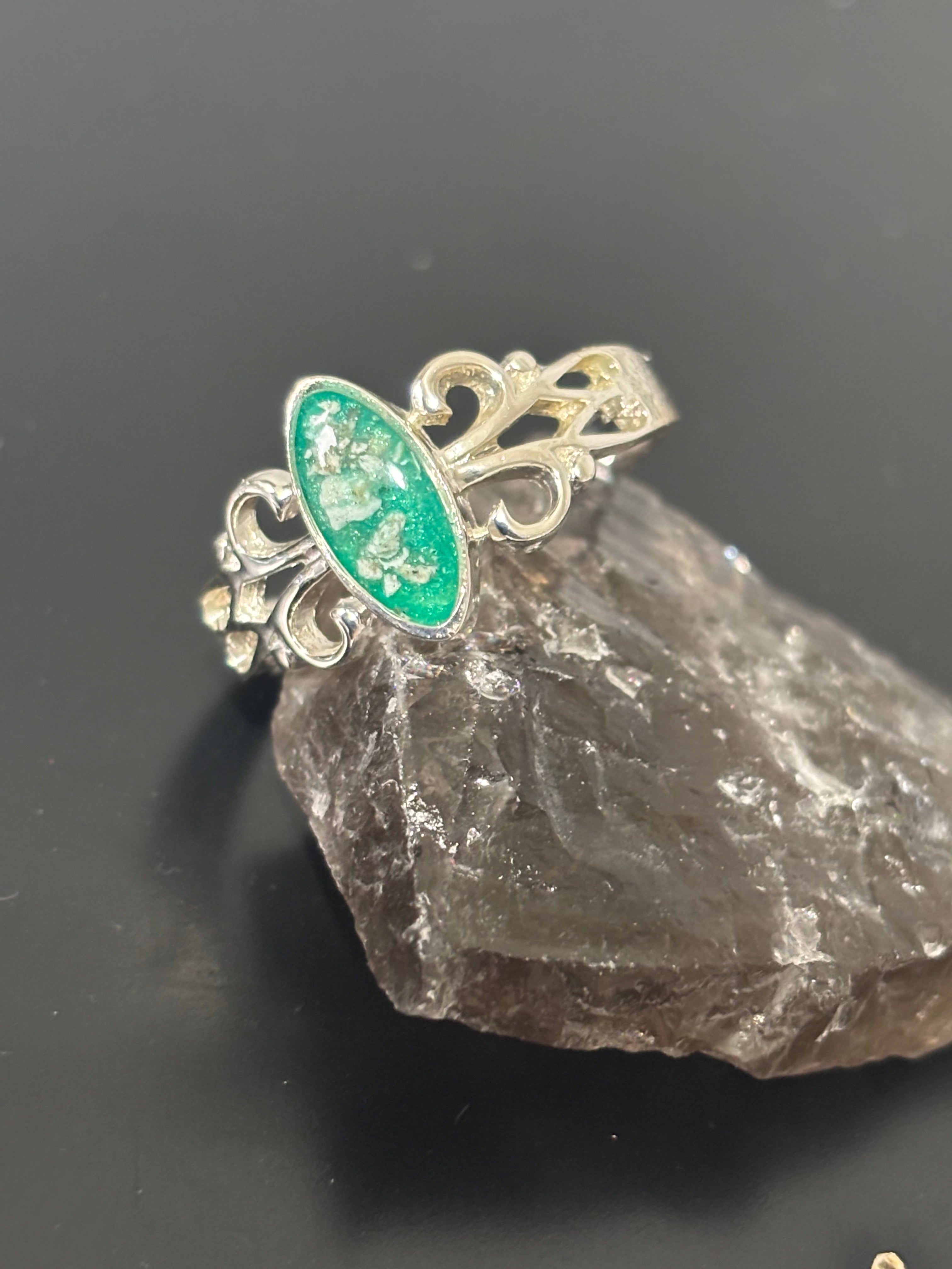 Sterling silver Marquis ring reminds me of royalty ashes / hair breastmilk memorial gift