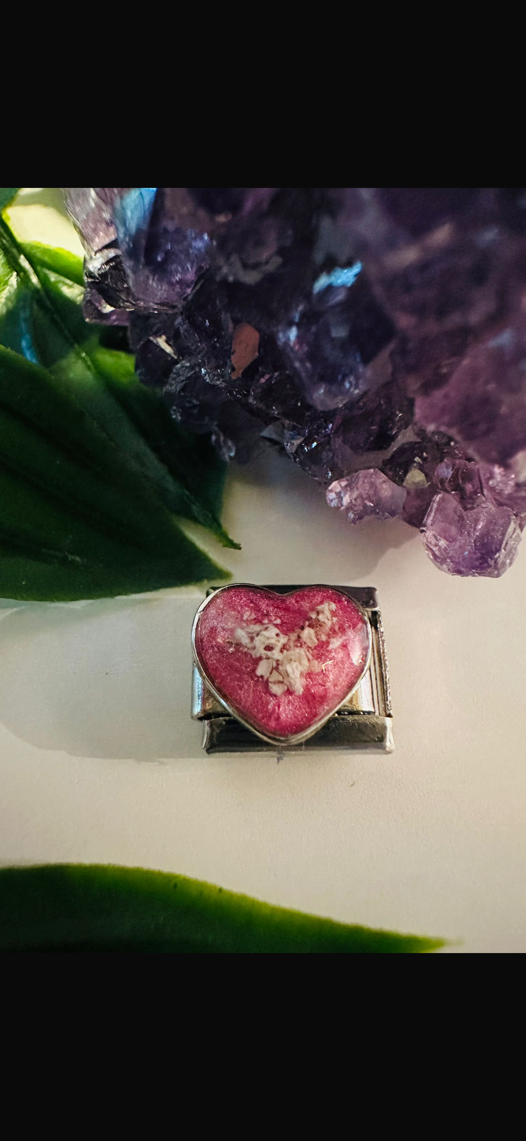 Stainless steel heart charm fits nomination memorial ashes hair breastmilk