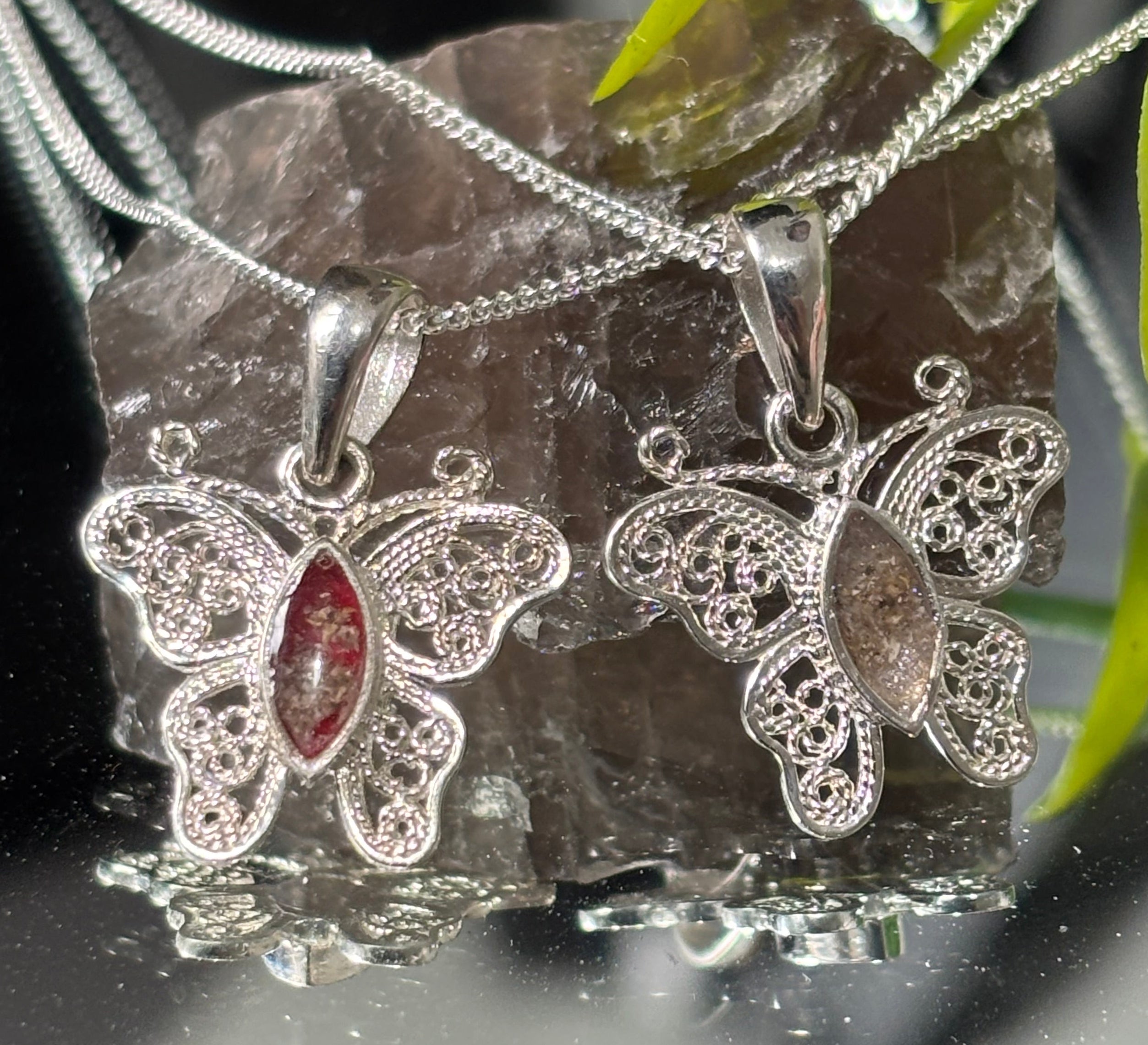 Beautiful memorial piece sterling silver butterfly ashes / hair breastmilk keepsake gift