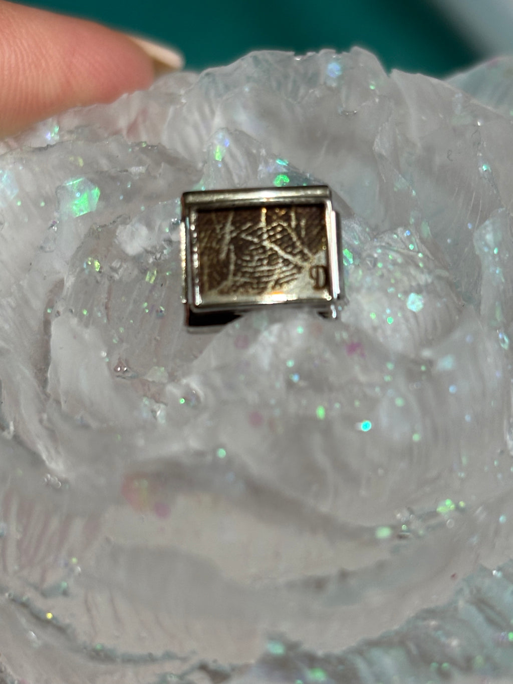 Stainless steel charm fits nomination finger prints handwriting & more