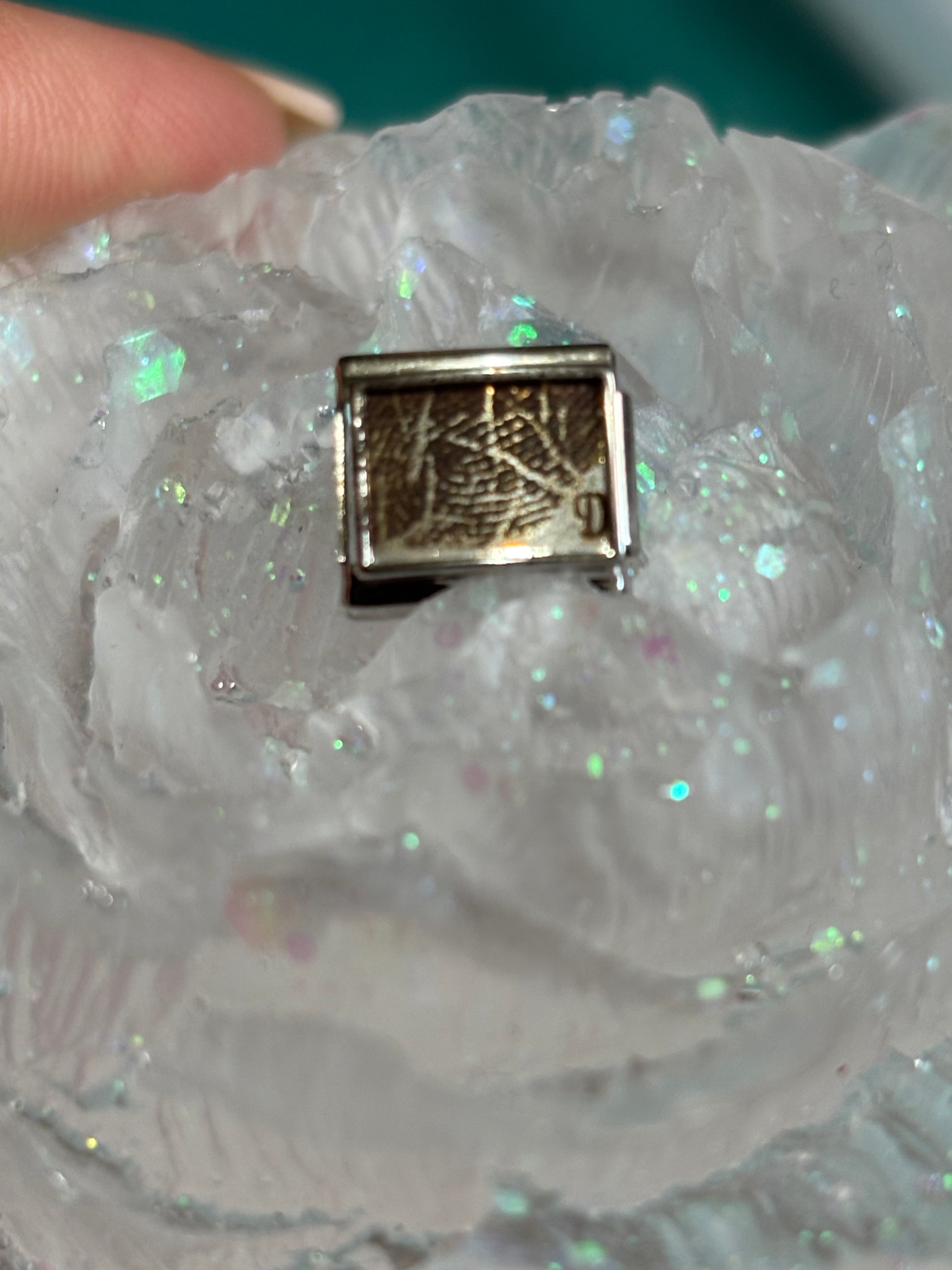 Stainless steel charm fits nomination finger prints handwriting & more