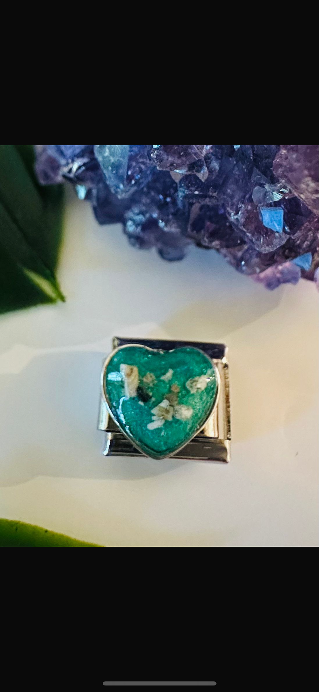 Stainless steel heart charm fits nomination memorial ashes hair breastmilk