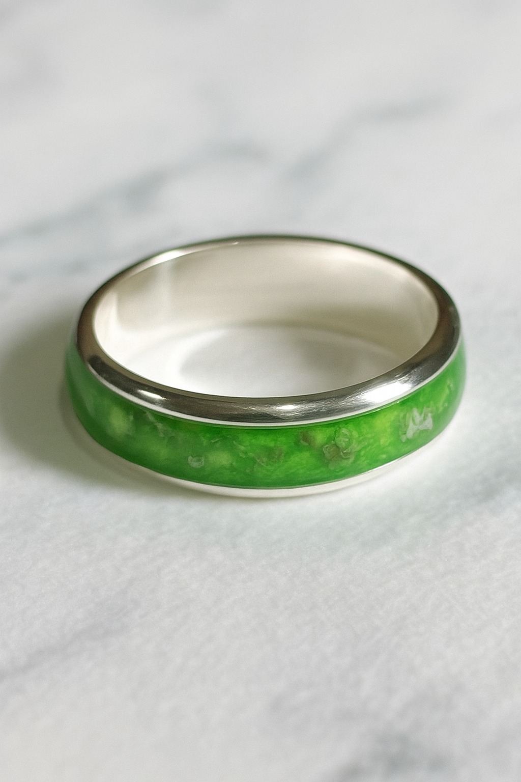 Sterling silver wide channel band ring men’s or ladies memorial ashes hair breastmilk keepsake gift