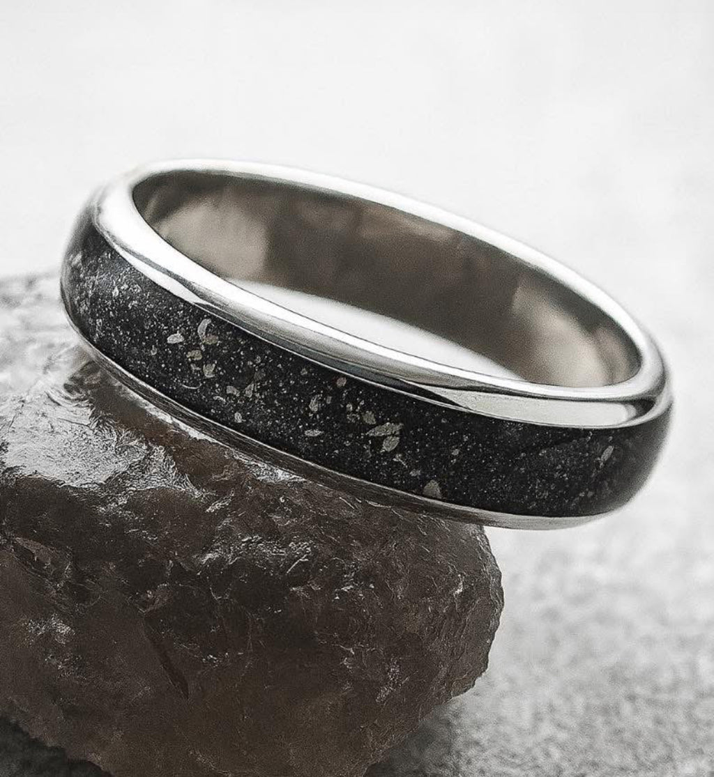 Sterling silver wide channel band ring men’s or ladies memorial ashes hair breastmilk keepsake gift