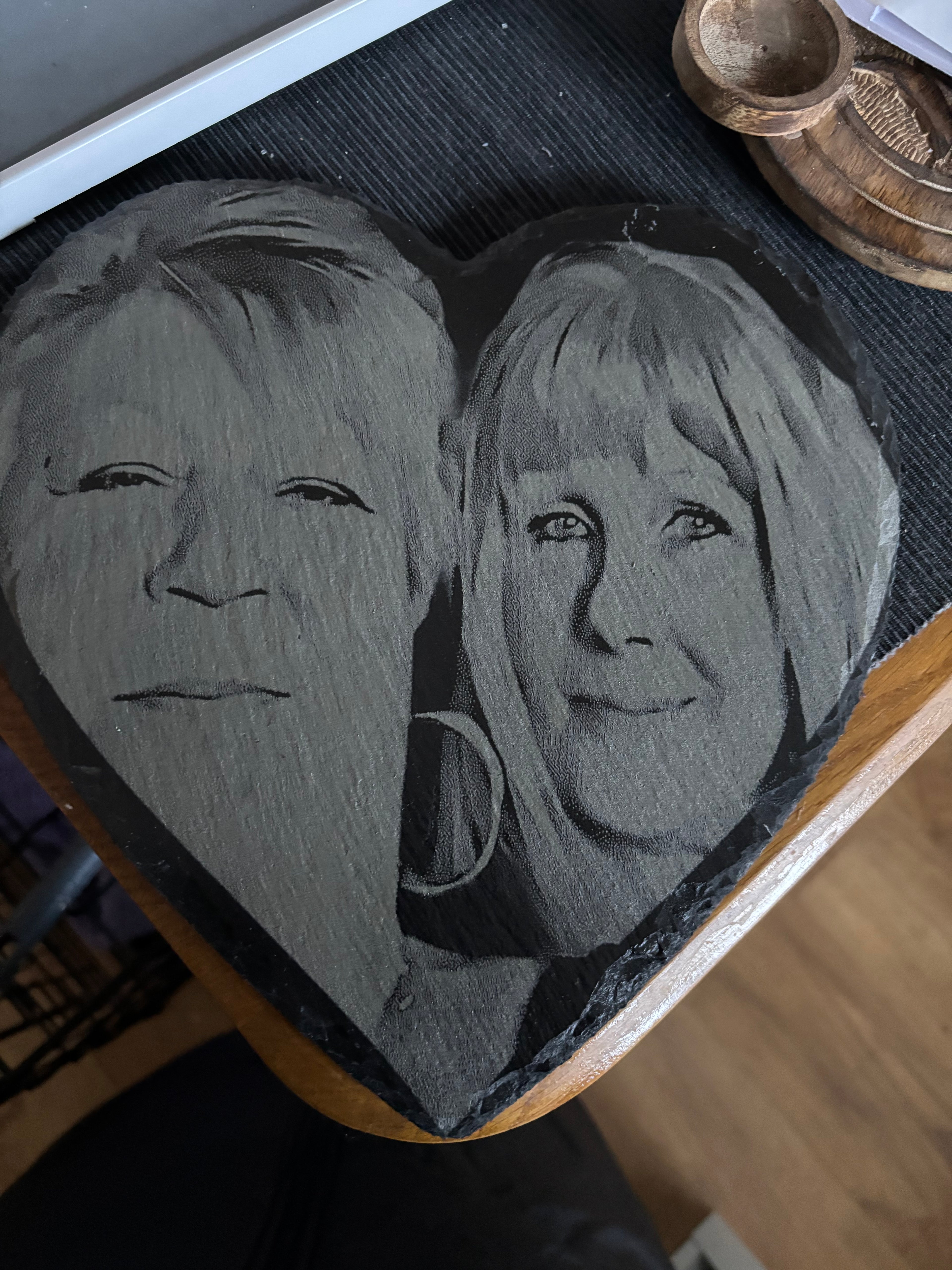 Custom 25cm Laser Engraved Slate Photo and/or Text – Personalized Wedding, Anniversary, Holiday Gift No Design Fee!