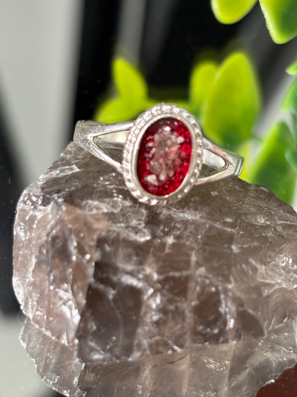 Sterling silver rope ring ashes hair breastmilk memorial keepsake