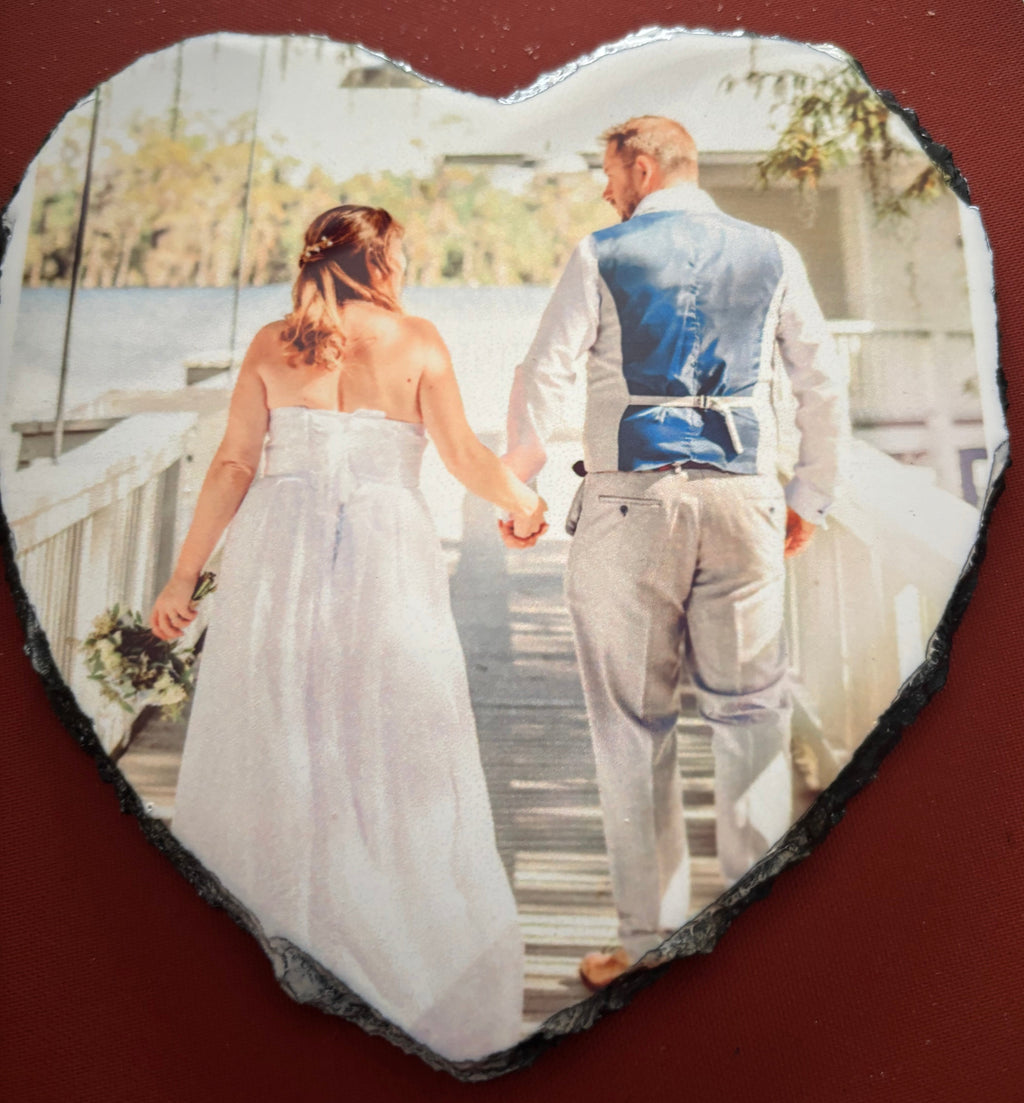 Personalised Heart slate eith stand with 30sec recording 15cm wedding birthday great gift idea