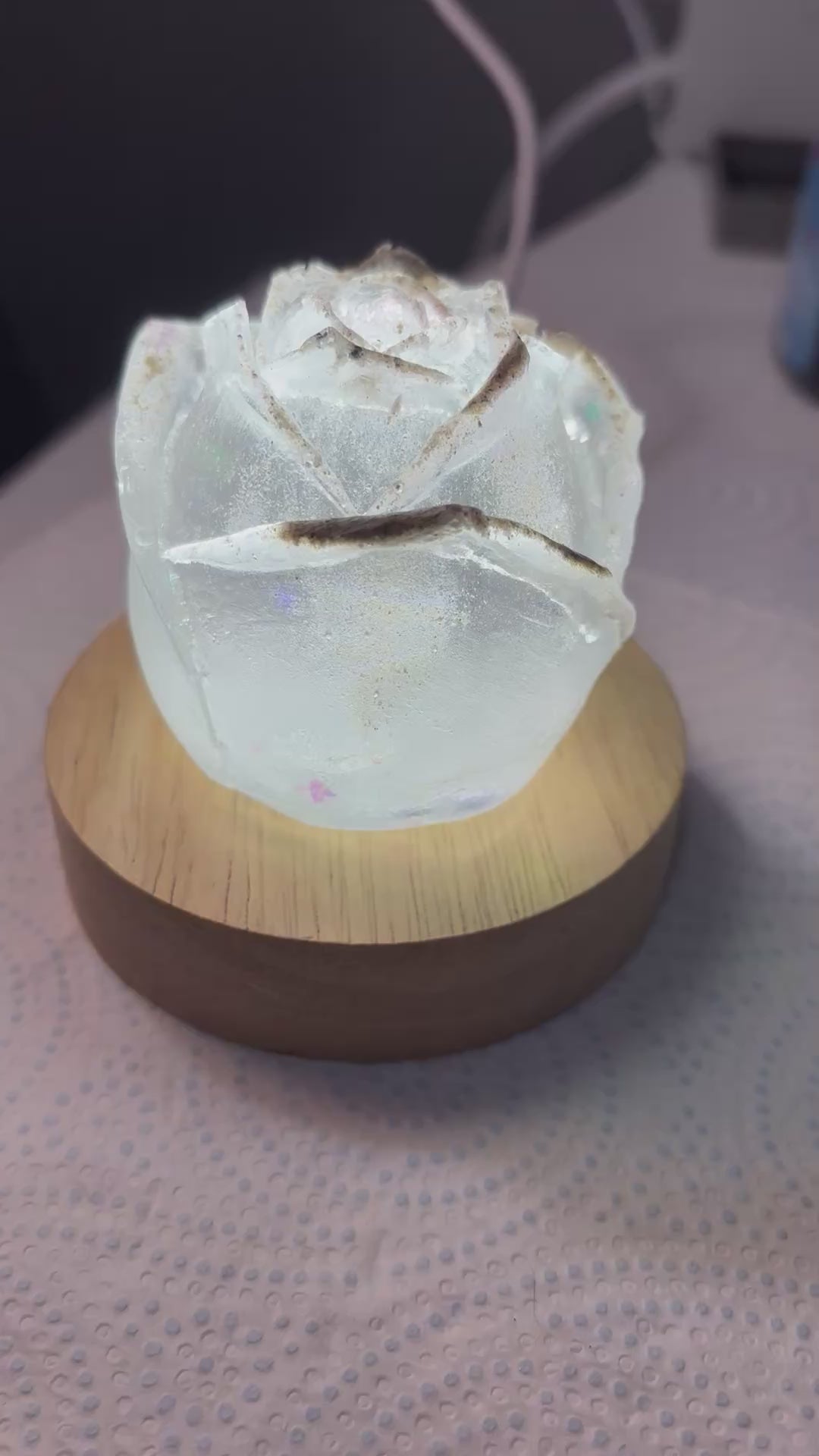 Small rose light with ashes inclusion Free engraving on base beautiful keepsake